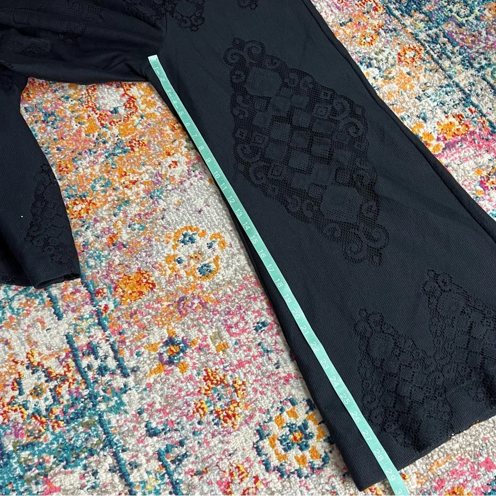 Kobi Halperin Black‎ Eyelet Wide Leg Lined Black Pants Sz Small